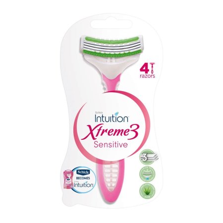 شيك إكستريم 3 ماكينة حلاقة للإستعمال مرة واحدة متعددة الألوان 4 شفرات - Schick Intuition Xtrem3 Sensitive